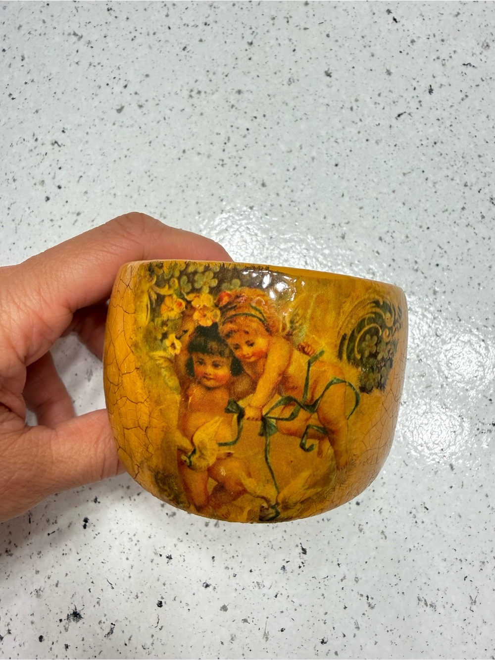 Vintage Cherub Handmade Wooden Bracelet